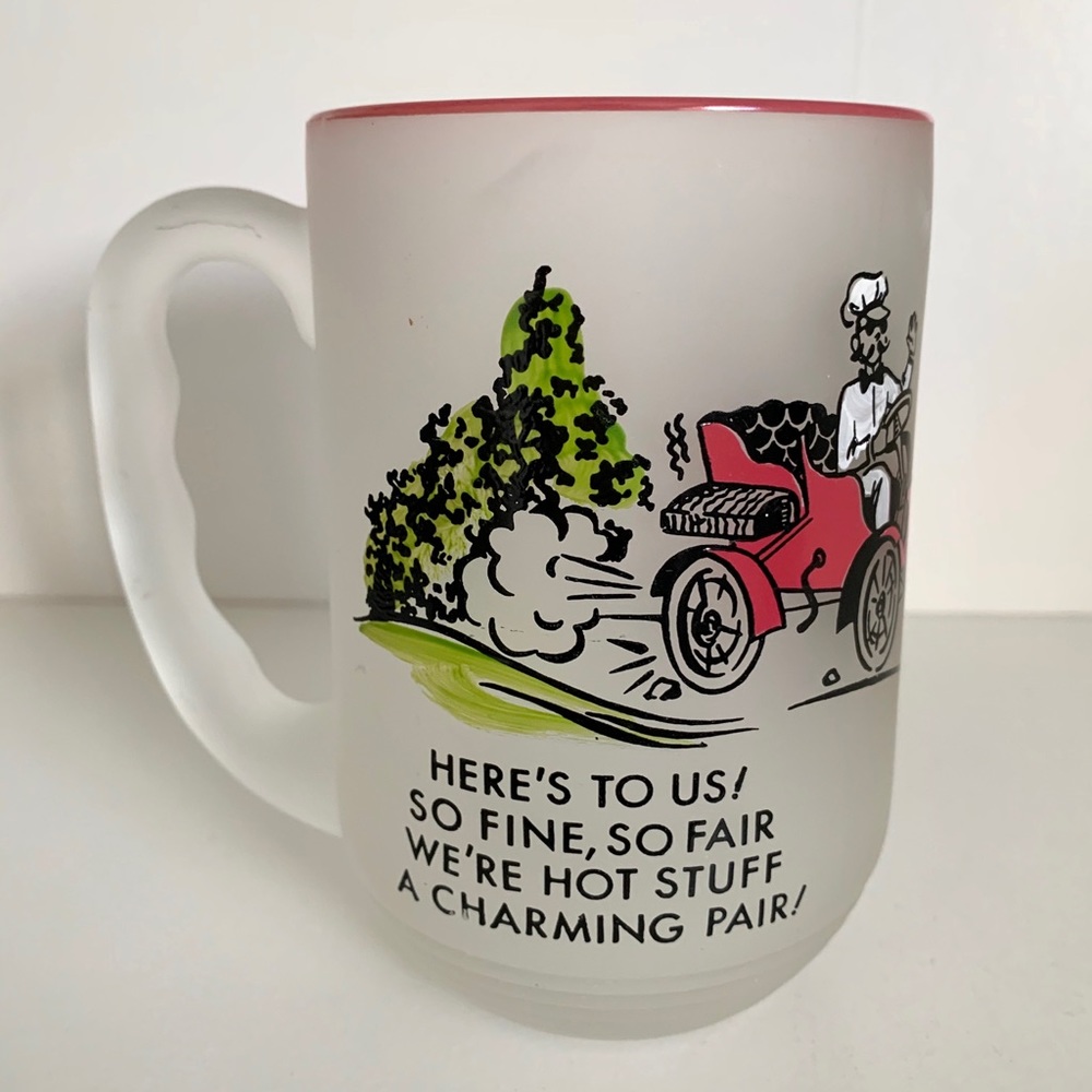 Vintage Frosted Mug Hand Painted Novelty Mug Cup